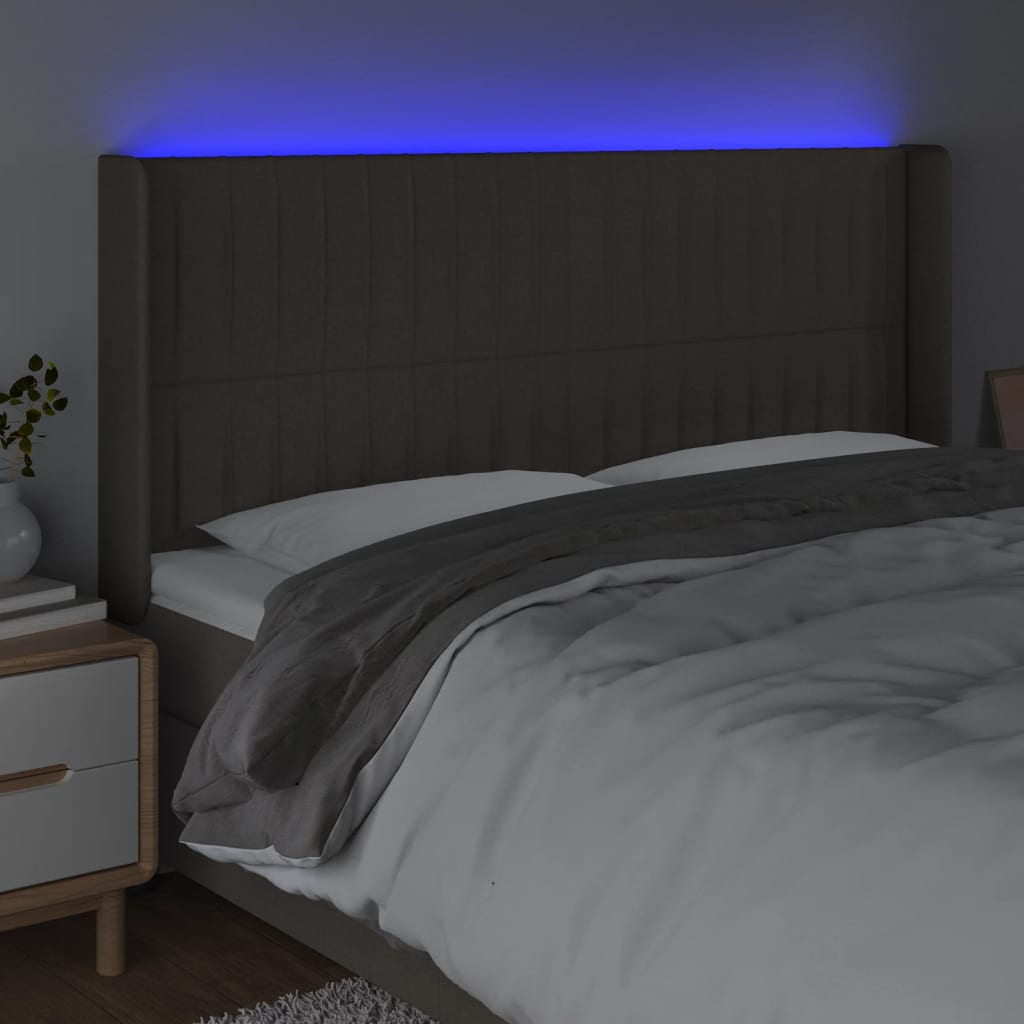 Hoofdbord LED 163x16x118/128 cm stof taupe is nu te koop bij PeponiXL, paradijselijk wonen!