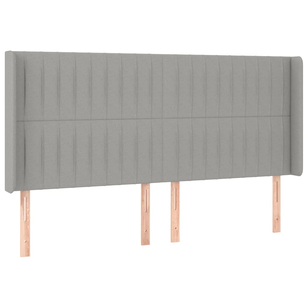 Hoofdbord LED 203x16x118/128 cm stof lichtgrijs is nu te koop bij PeponiXL, paradijselijk wonen!