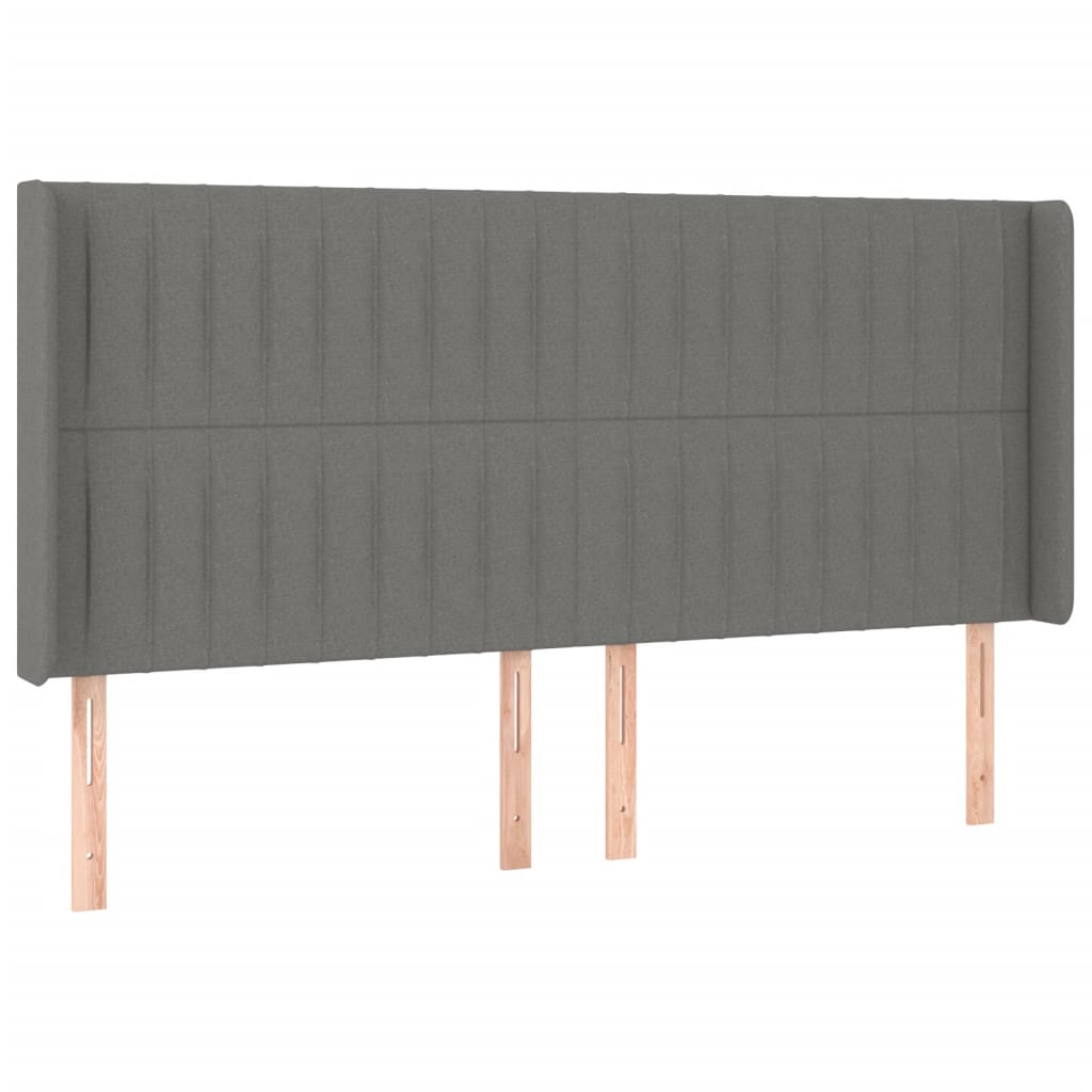 Hoofdbord LED 203x16x118/128 cm stof donkergrijs is nu te koop bij PeponiXL, paradijselijk wonen!