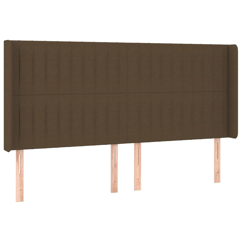 Hoofdbord LED 203x16x118/128 cm stof donkerbruin is nu te koop bij PeponiXL, paradijselijk wonen!