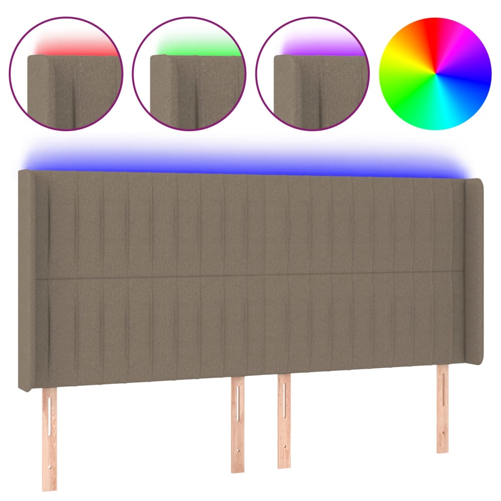 Hoofdbord LED 203x16x118/128 cm stof taupe is nu te koop bij PeponiXL, paradijselijk wonen!