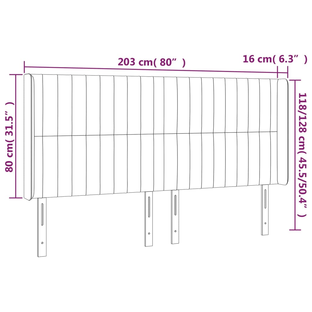 Hoofdbord LED 203x16x118/128 cm stof taupe is nu te koop bij PeponiXL, paradijselijk wonen!