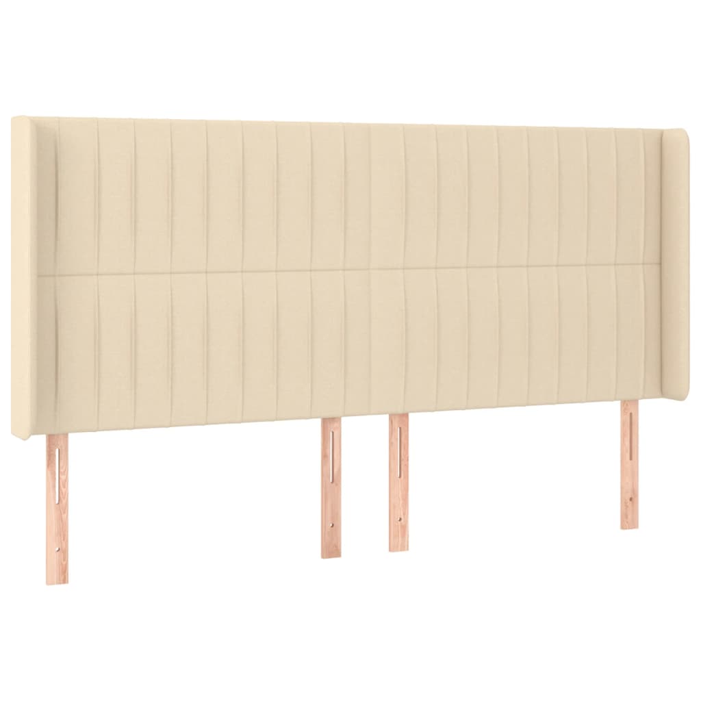 Hoofdbord LED 203x16x118/128 cm stof crèmekleurig is nu te koop bij PeponiXL, paradijselijk wonen!