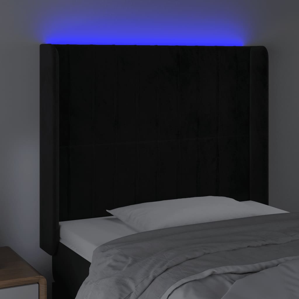 Hoofdbord LED 83x16x118/128 cm fluweel zwart is nu te koop bij PeponiXL, paradijselijk wonen!