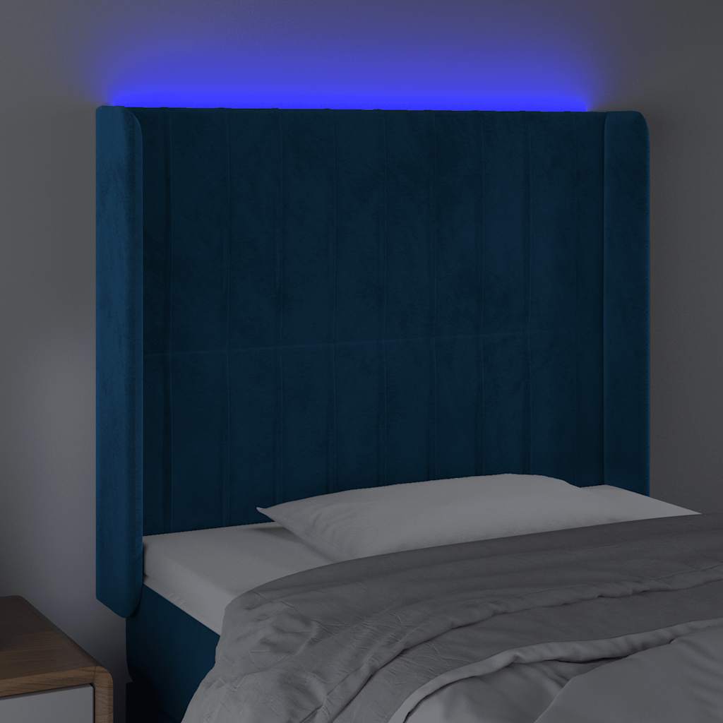 Hoofdbord LED 93x16x118/128 cm fluweel donkerblauw is nu te koop bij PeponiXL, paradijselijk wonen!