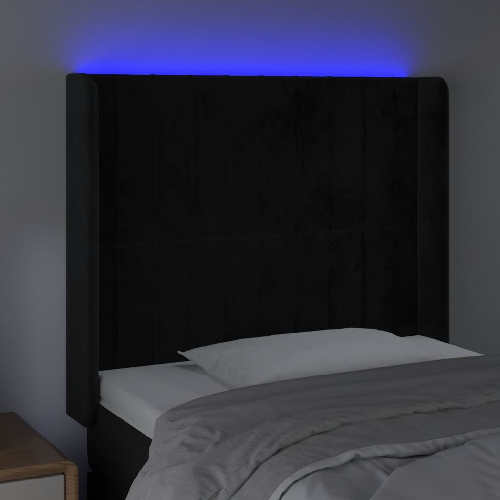 Hoofdbord LED 103x16x118/128 cm fluweel zwart is nu te koop bij PeponiXL, paradijselijk wonen!