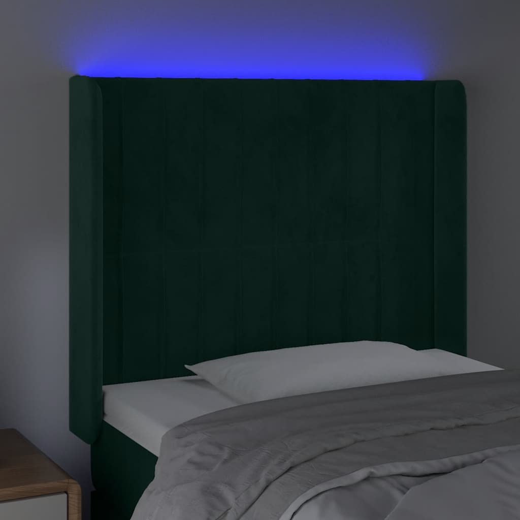 Hoofdbord LED 103x16x118/128 cm fluweel donkergroen is nu te koop bij PeponiXL, paradijselijk wonen!