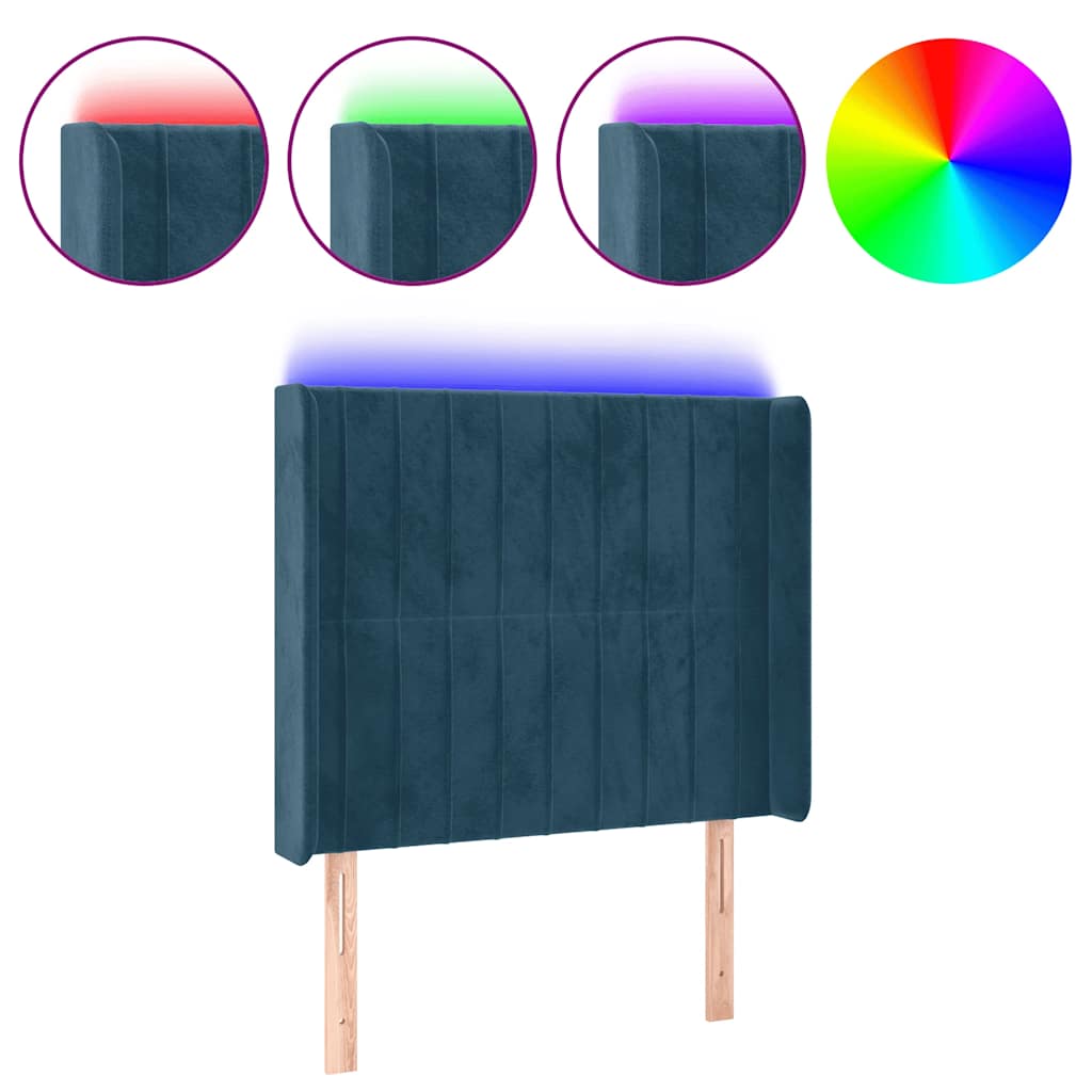 Hoofdbord LED 103x16x118/128 cm fluweel donkerblauw is nu te koop bij PeponiXL, paradijselijk wonen!