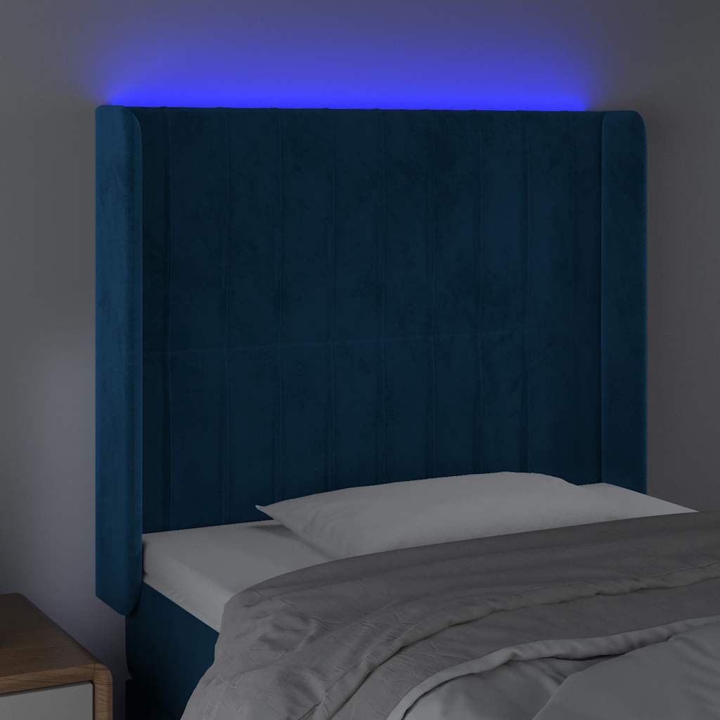 Hoofdbord LED 103x16x118/128 cm fluweel donkerblauw is nu te koop bij PeponiXL, paradijselijk wonen!