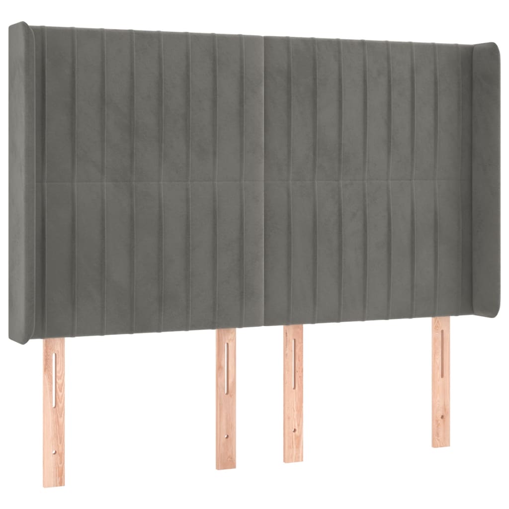 Hoofdbord LED 147x16x118/128 cm fluweel lichtgrijs is nu te koop bij PeponiXL, paradijselijk wonen!