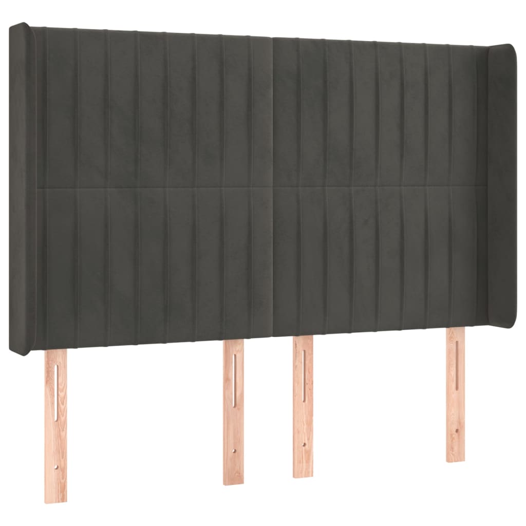 Hoofdbord LED 147x16x118/128 cm fluweel donkergrijs is nu te koop bij PeponiXL, paradijselijk wonen!