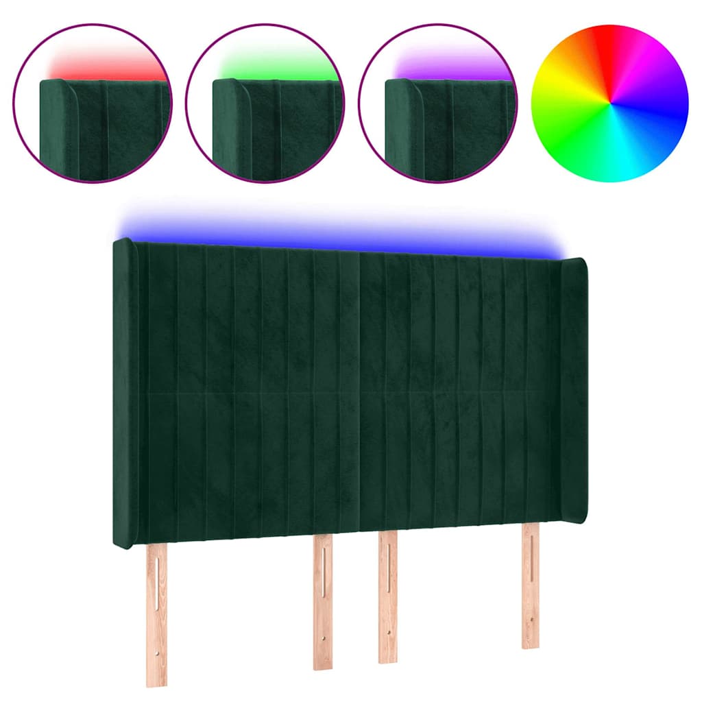 Hoofdbord LED 147x16x118/128 cm fluweel donkergroen is nu te koop bij PeponiXL, paradijselijk wonen!