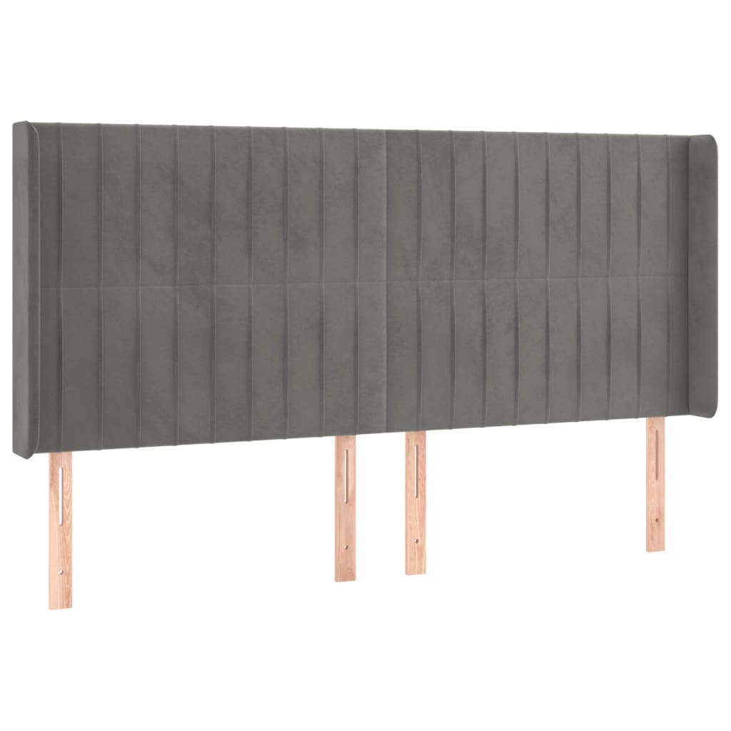 Hoofdbord LED 163x16x118/128 cm fluweel lichtgrijs is nu te koop bij PeponiXL, paradijselijk wonen!