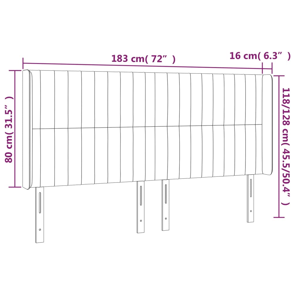 Hoofdbord LED 183x16x118/128 cm fluweel donkergrijs is nu te koop bij PeponiXL, paradijselijk wonen!