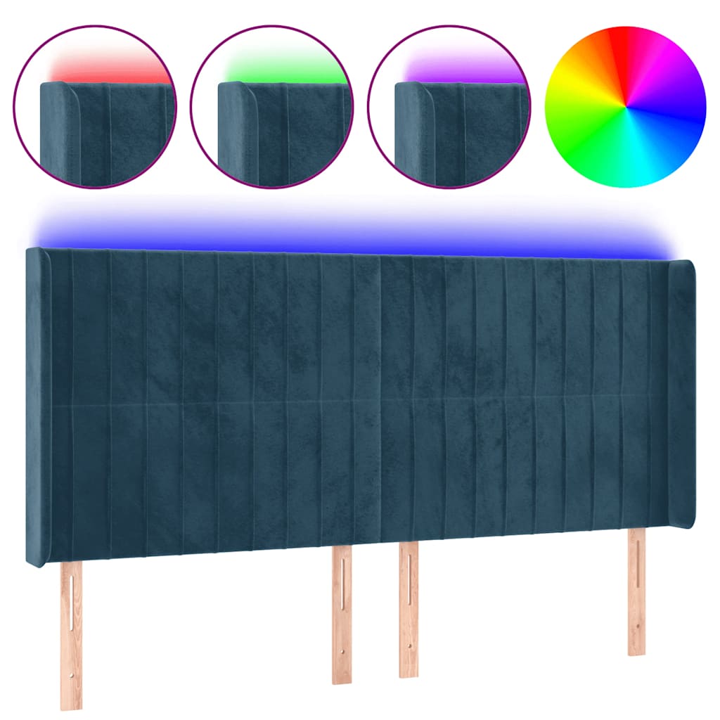 Hoofdbord LED 183x16x118/128 cm fluweel donkerblauw is nu te koop bij PeponiXL, paradijselijk wonen!
