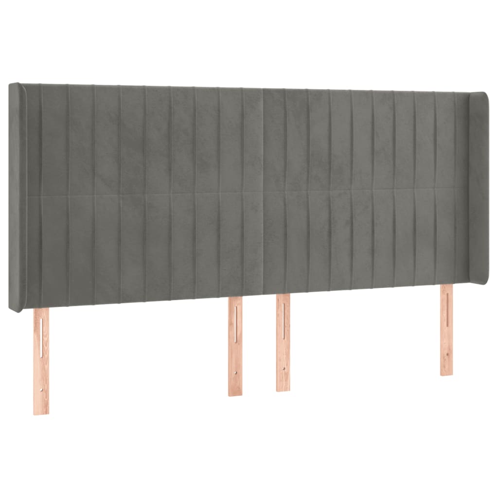 Hoofdbord LED 203x16x118/128 cm fluweel lichtgrijs is nu te koop bij PeponiXL, paradijselijk wonen!