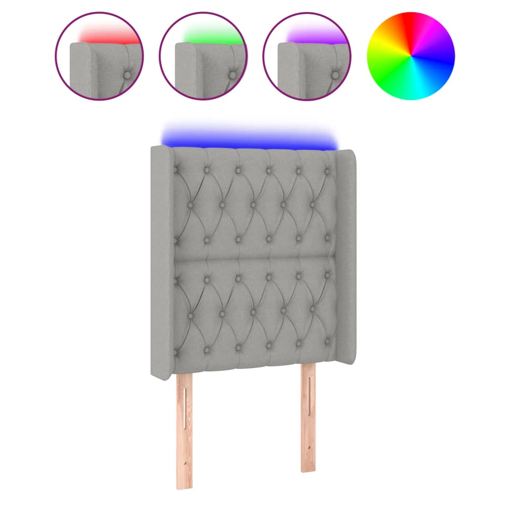 Hoofdbord LED 83x16x118/128 cm stof lichtgrijs is nu te koop bij PeponiXL, paradijselijk wonen!