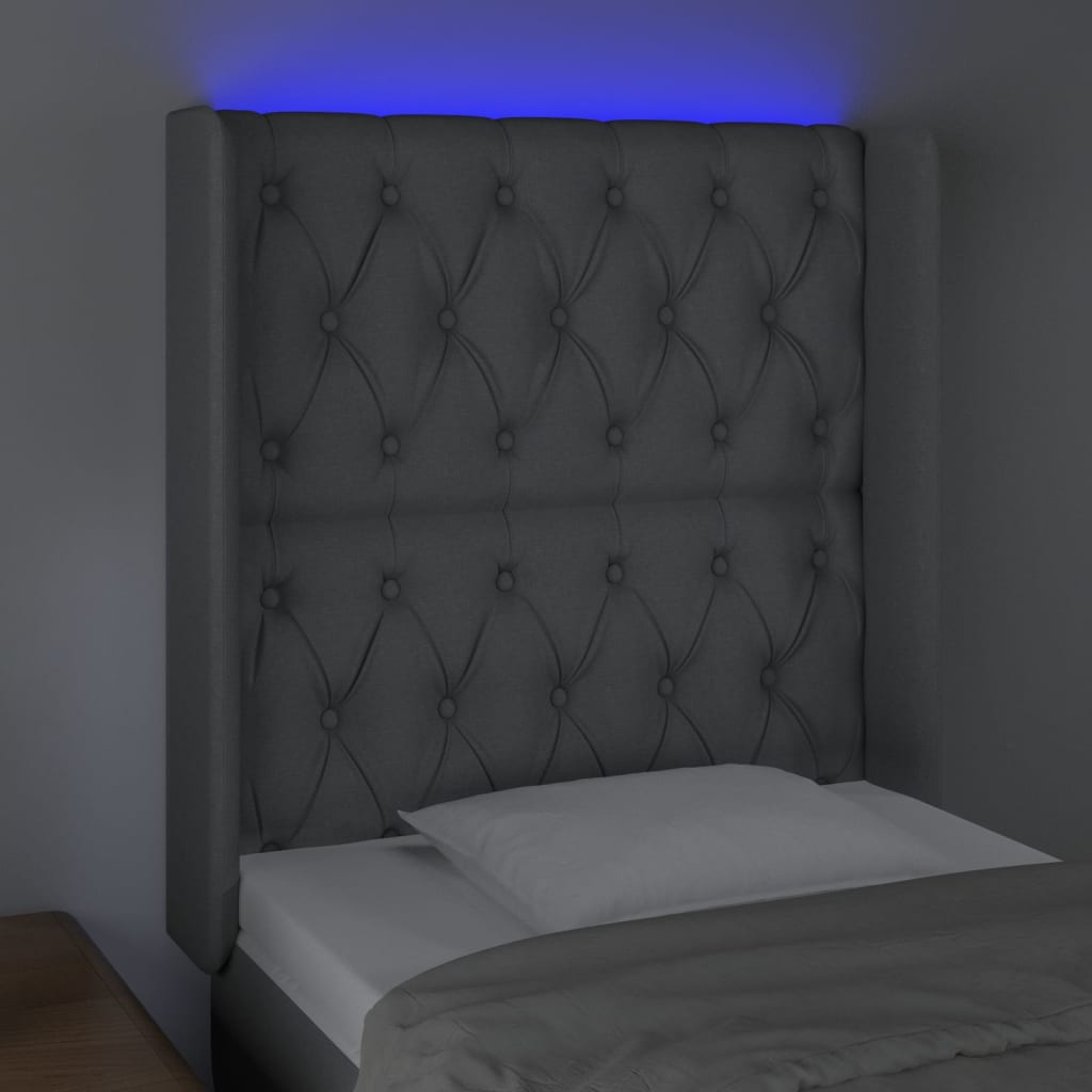 Hoofdbord LED 83x16x118/128 cm stof lichtgrijs is nu te koop bij PeponiXL, paradijselijk wonen!