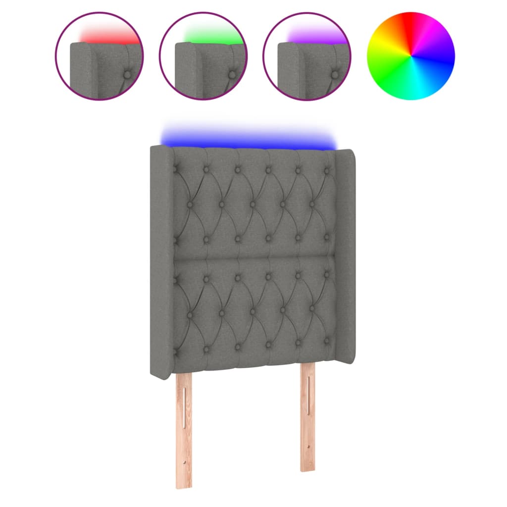 Hoofdbord LED 83x16x118/128 cm stof donkergrijs is nu te koop bij PeponiXL, paradijselijk wonen!
