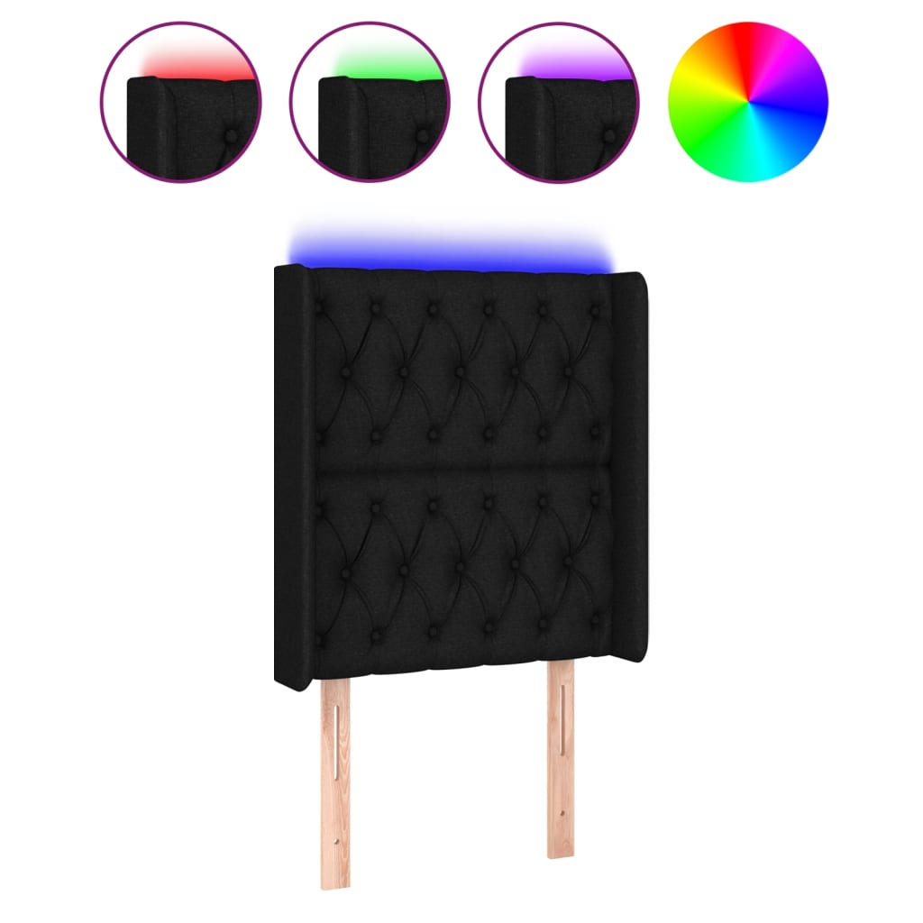Hoofdbord LED 83x16x118/128 cm stof zwart is nu te koop bij PeponiXL, paradijselijk wonen!