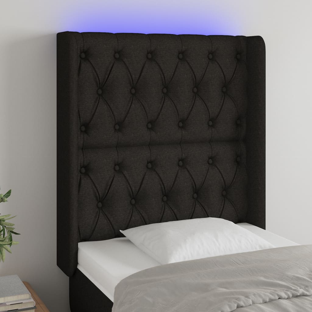 Hoofdbord LED 83x16x118/128 cm stof zwart is nu te koop bij PeponiXL, paradijselijk wonen!