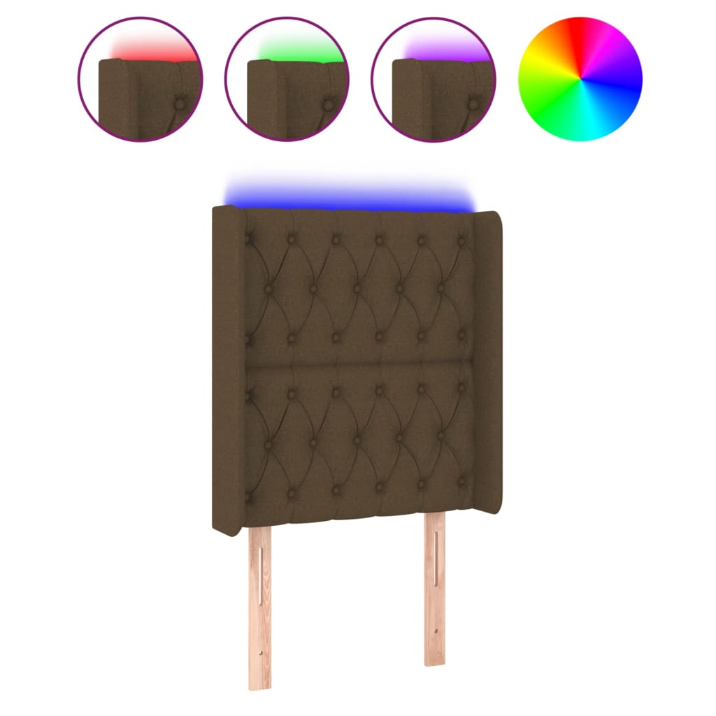 Hoofdbord LED 83x16x118/128 cm stof donkerbruin is nu te koop bij PeponiXL, paradijselijk wonen!