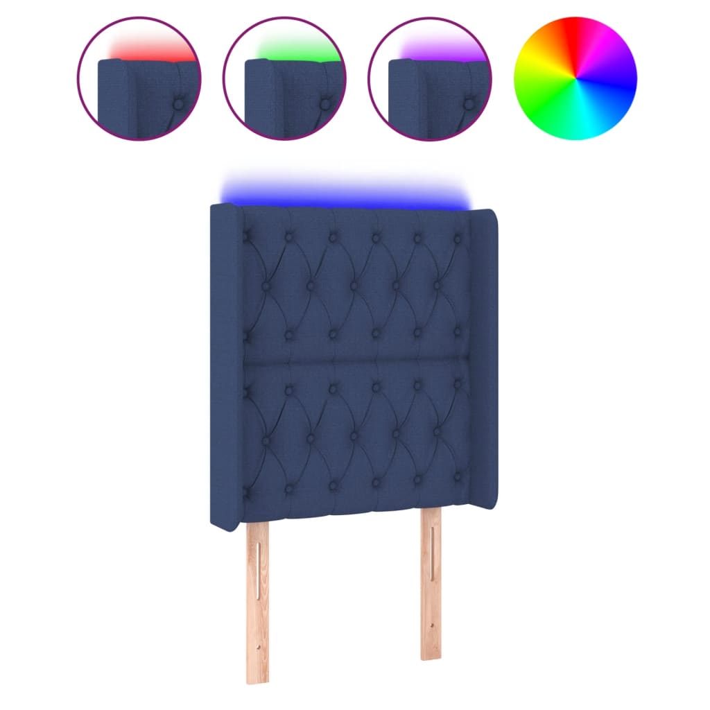 Hoofdbord LED 83x16x118/128 cm stof blauw is nu te koop bij PeponiXL, paradijselijk wonen!