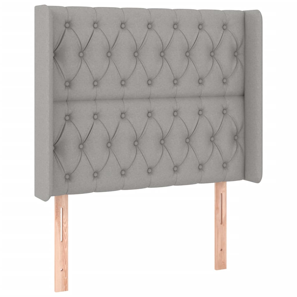 Hoofdbord LED 93x16x118/128 cm stof lichtgrijs is nu te koop bij PeponiXL, paradijselijk wonen!