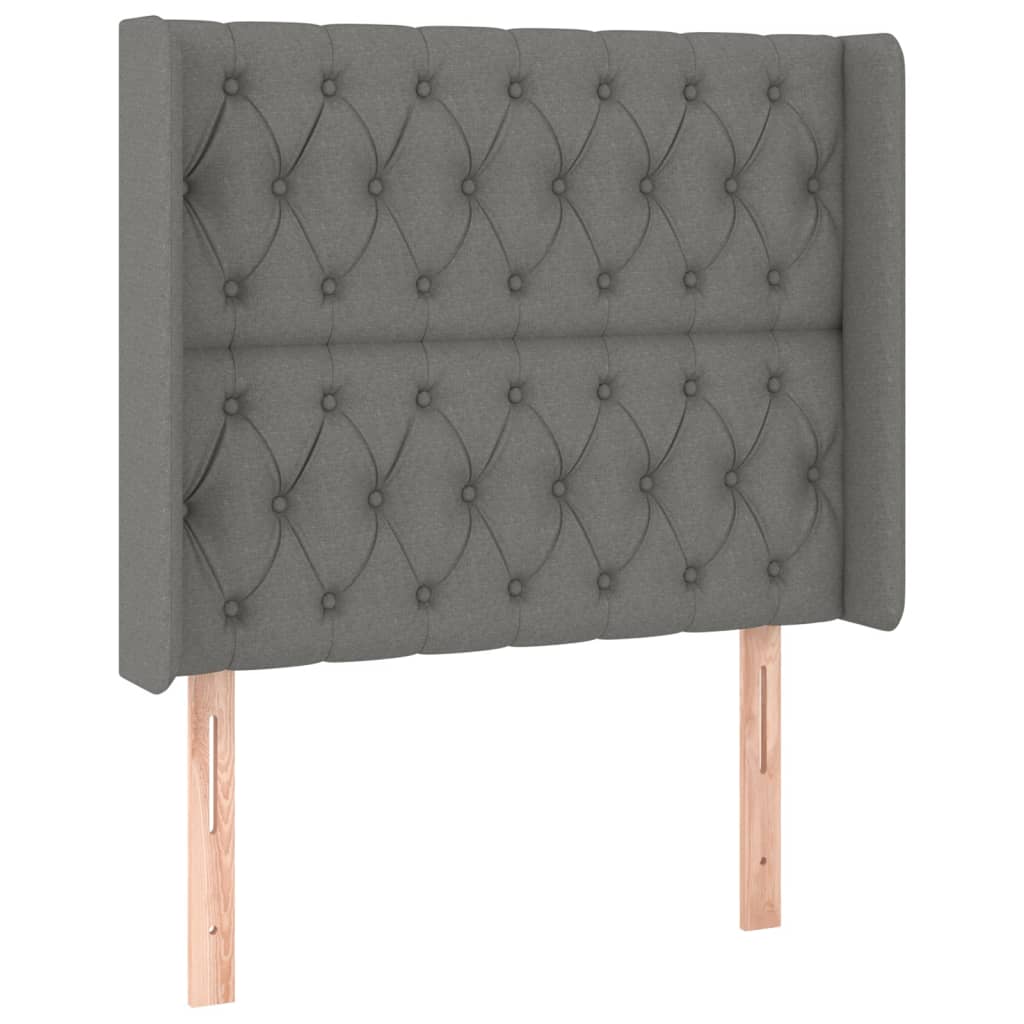 Hoofdbord LED 93x16x118/128 cm stof donkergrijs is nu te koop bij PeponiXL, paradijselijk wonen!