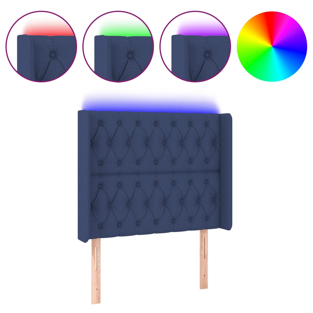 Hoofdbord LED 93x16x118/128 cm stof blauw is nu te koop bij PeponiXL, paradijselijk wonen!