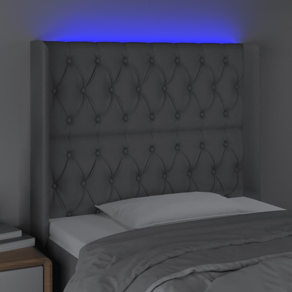 Hoofdbord LED 103x16x118/128 cm stof lichtgrijs is nu te koop bij PeponiXL, paradijselijk wonen!