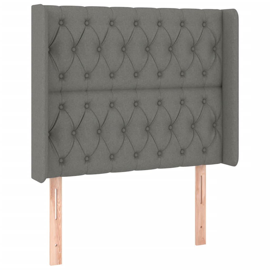 Hoofdbord LED 103x16x118/128 cm stof donkergrijs is nu te koop bij PeponiXL, paradijselijk wonen!