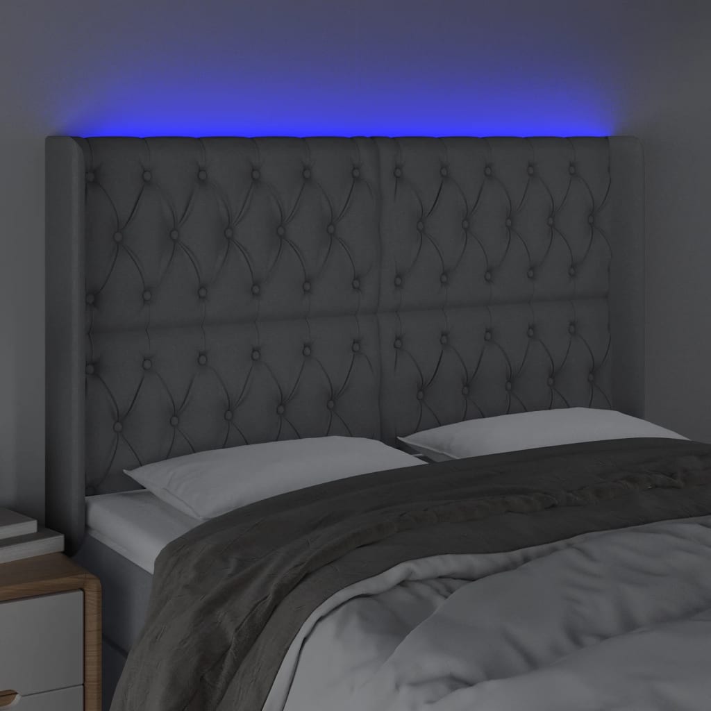 Hoofdbord LED 147x16x118/128 cm stof lichtgrijs is nu te koop bij PeponiXL, paradijselijk wonen!