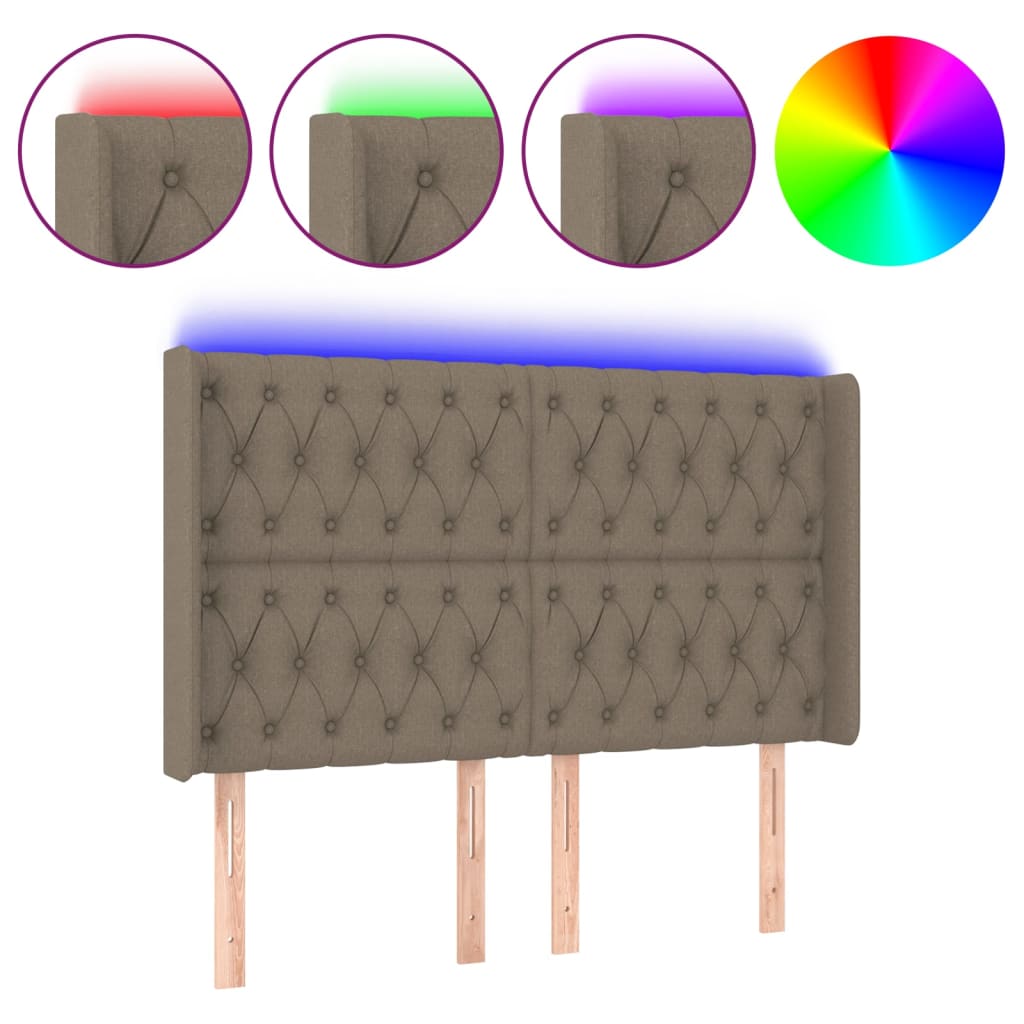 Hoofdbord LED 147x16x118/128 cm stof taupe is nu te koop bij PeponiXL, paradijselijk wonen!