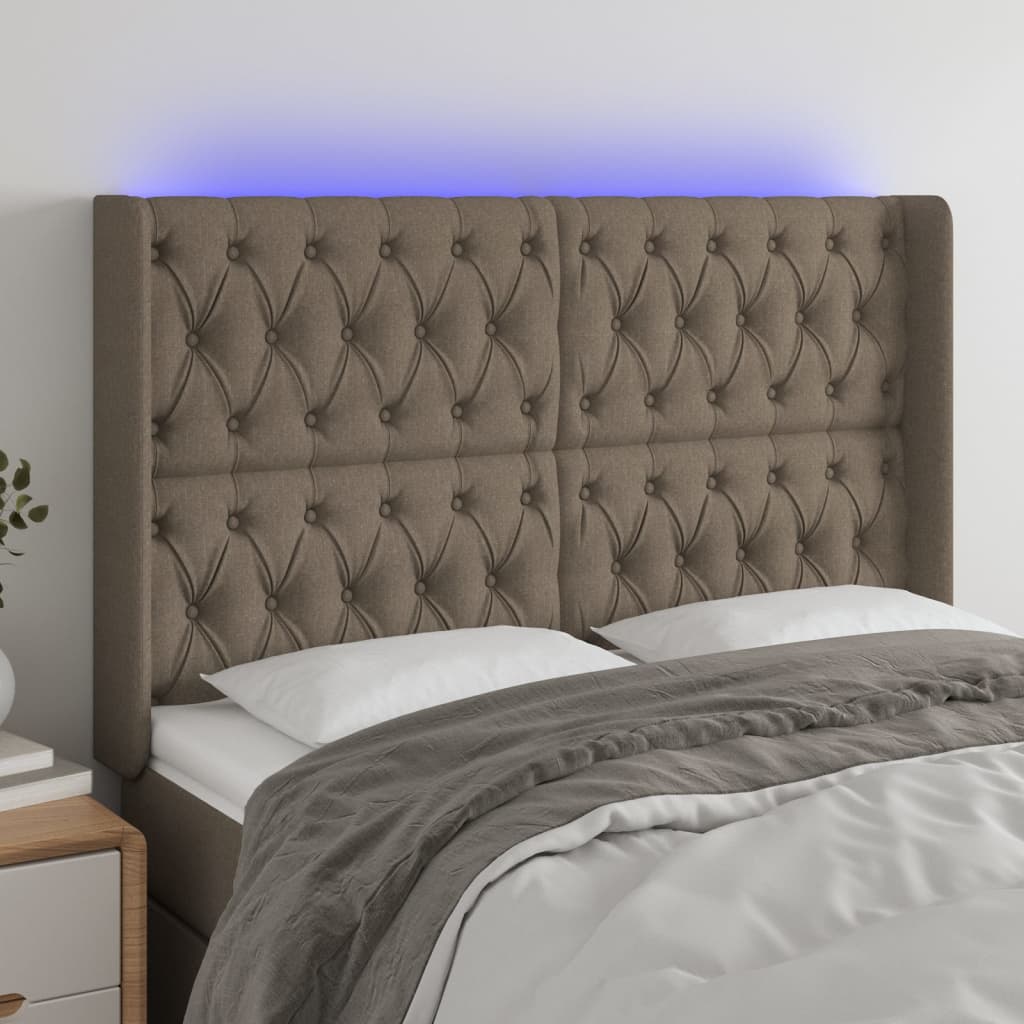 Hoofdbord LED 147x16x118/128 cm stof taupe is nu te koop bij PeponiXL, paradijselijk wonen!
