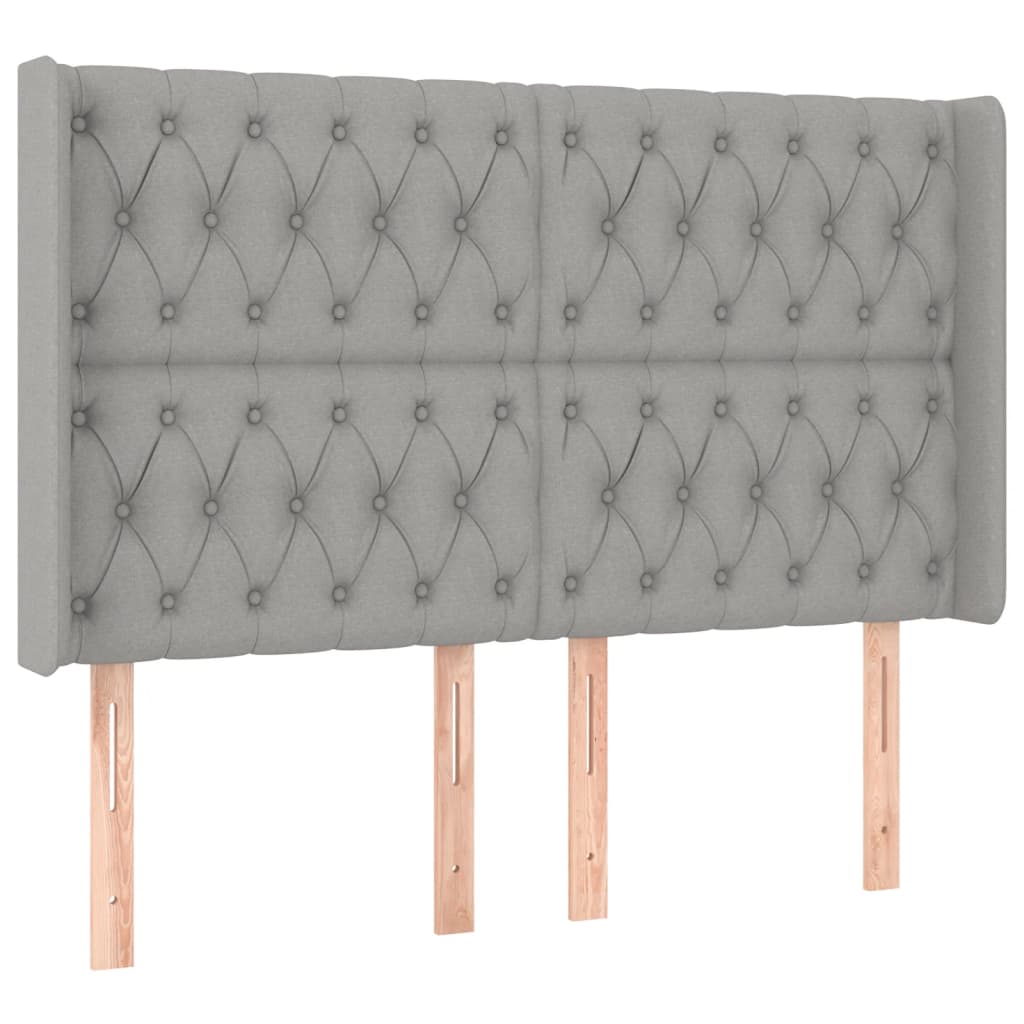 Hoofdbord LED 163x16x118/128 cm stof lichtgrijs is nu te koop bij PeponiXL, paradijselijk wonen!