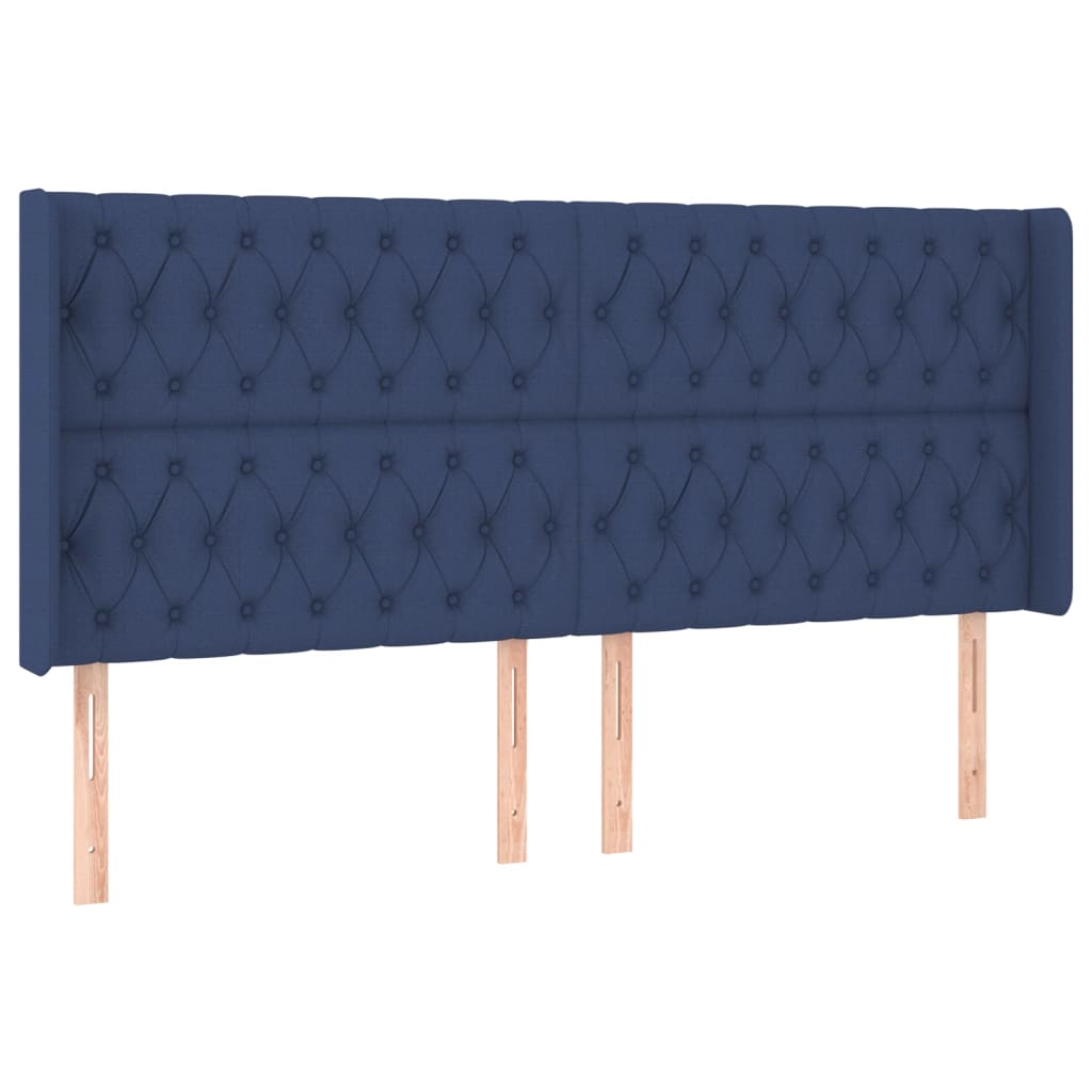 Hoofdbord LED 203x16x118/128 cm stof blauw is nu te koop bij PeponiXL, paradijselijk wonen!