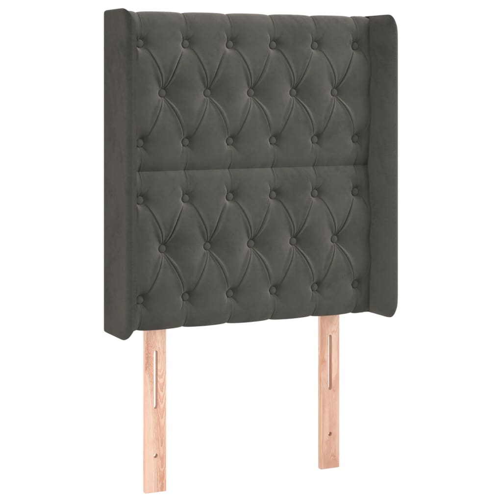 Hoofdbord LED 83x16x118/128 cm fluweel donkergrijs is nu te koop bij PeponiXL, paradijselijk wonen!