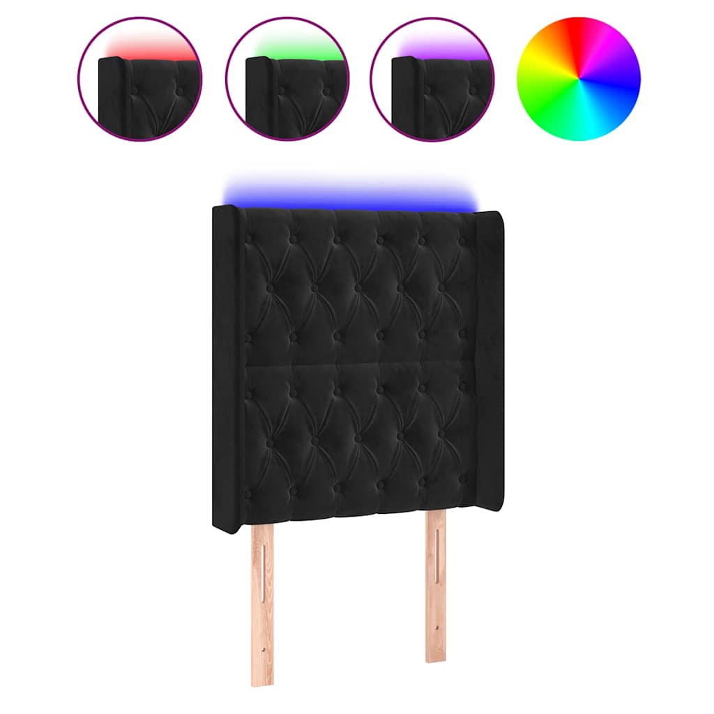 Hoofdbord LED 83x16x118/128 cm fluweel zwart is nu te koop bij PeponiXL, paradijselijk wonen!