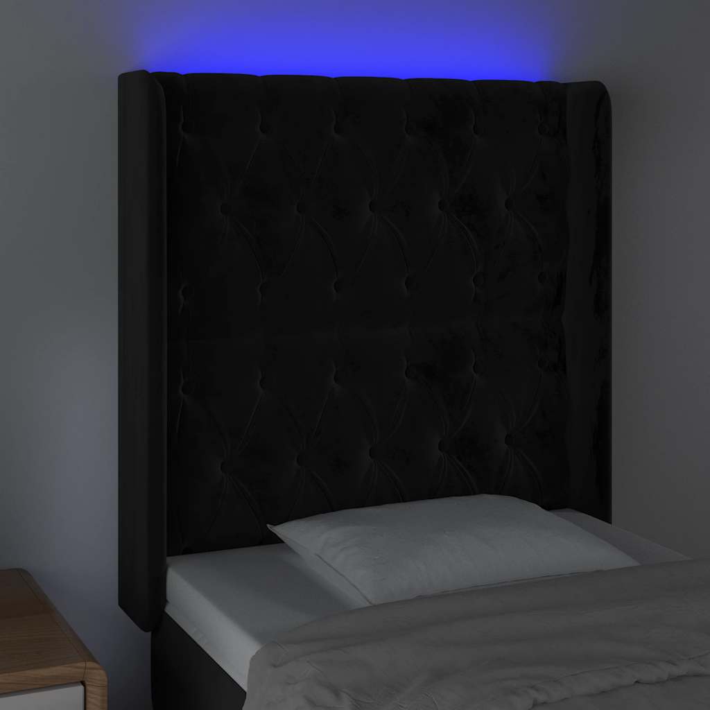 Hoofdbord LED 83x16x118/128 cm fluweel zwart is nu te koop bij PeponiXL, paradijselijk wonen!