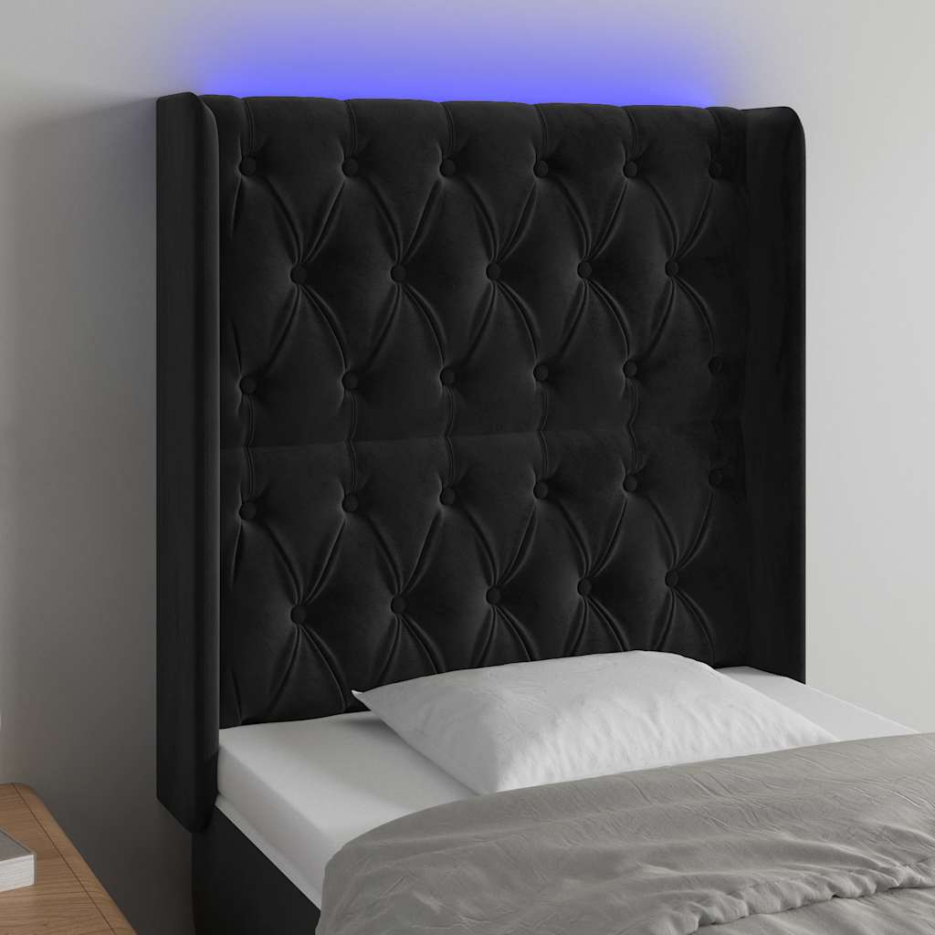 Hoofdbord LED 83x16x118/128 cm fluweel zwart is nu te koop bij PeponiXL, paradijselijk wonen!