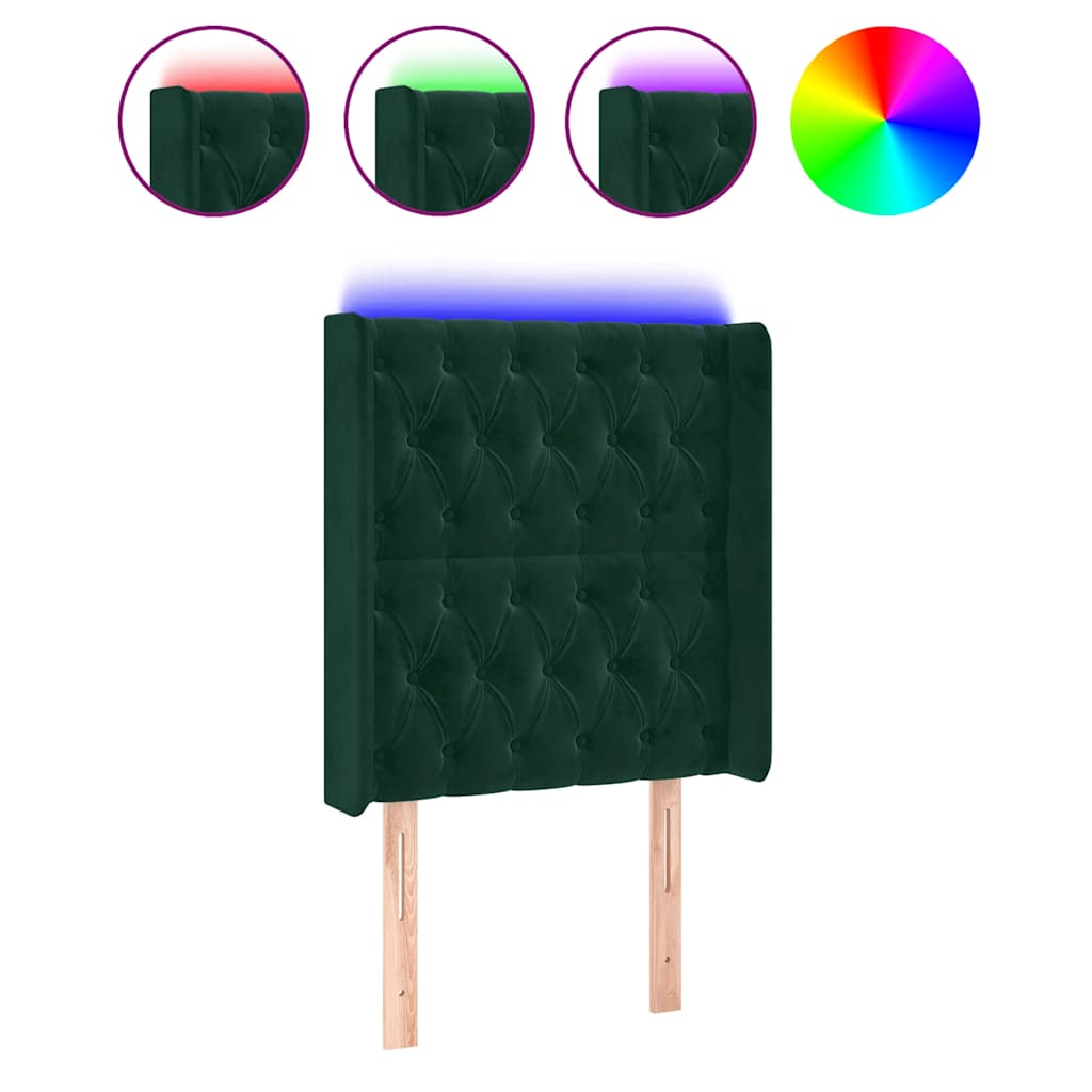 Hoofdbord LED 83x16x118/128 cm fluweel donkergroen is nu te koop bij PeponiXL, paradijselijk wonen!