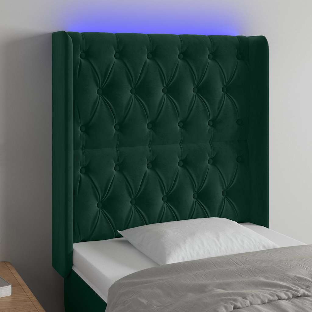 Hoofdbord LED 83x16x118/128 cm fluweel donkergroen is nu te koop bij PeponiXL, paradijselijk wonen!