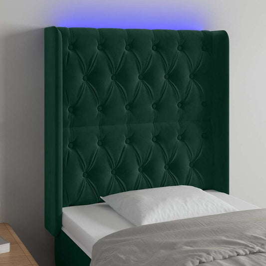 Hoofdbord LED 83x16x118/128 cm fluweel donkergroen is nu te koop bij PeponiXL, paradijselijk wonen!