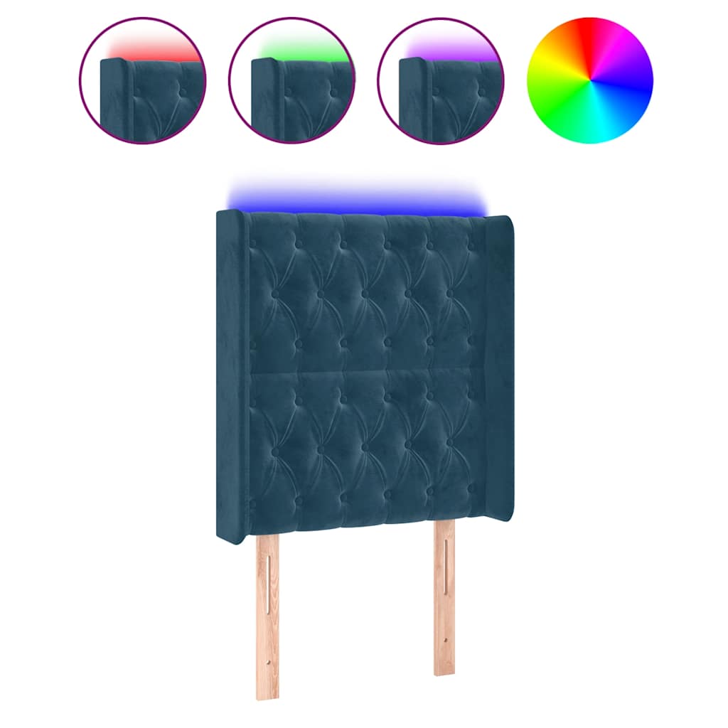 Hoofdbord LED 83x16x118/128 cm fluweel donkerblauw is nu te koop bij PeponiXL, paradijselijk wonen!