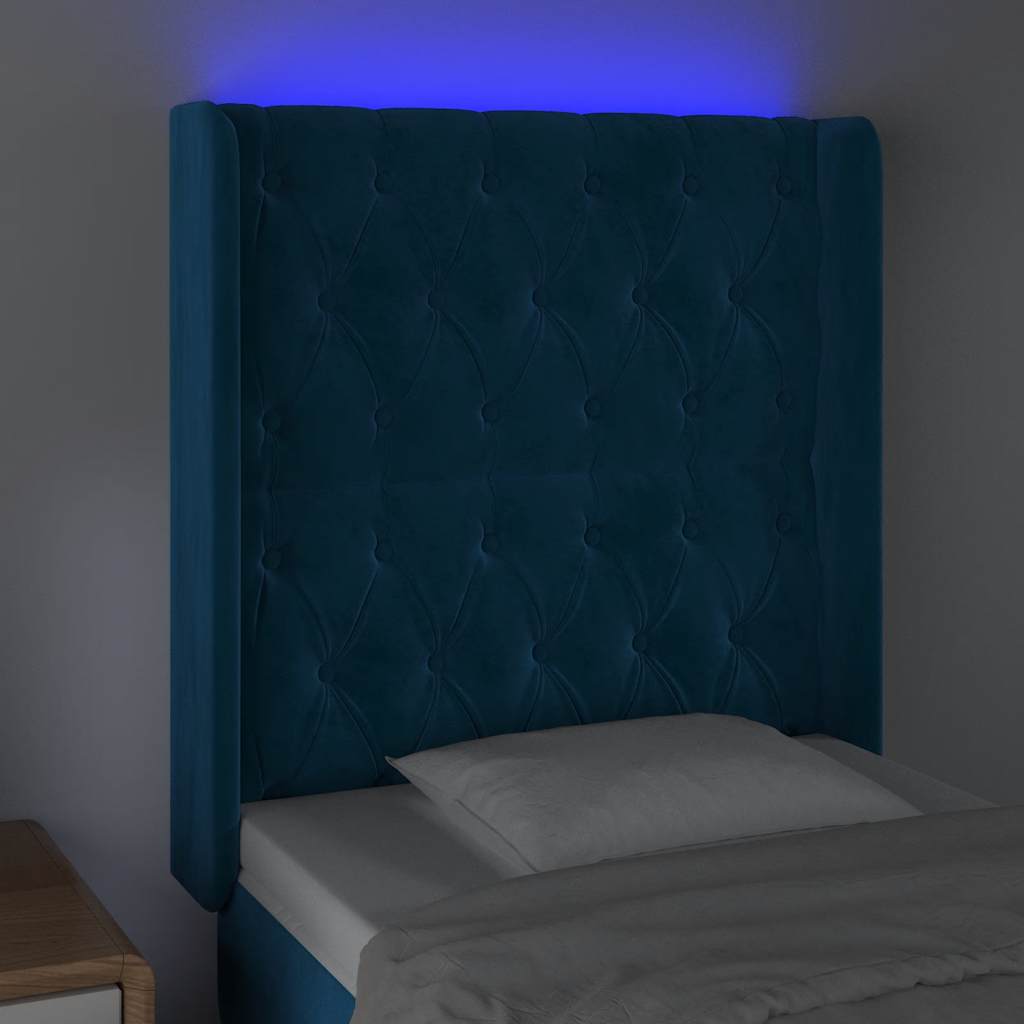 Hoofdbord LED 83x16x118/128 cm fluweel donkerblauw is nu te koop bij PeponiXL, paradijselijk wonen!