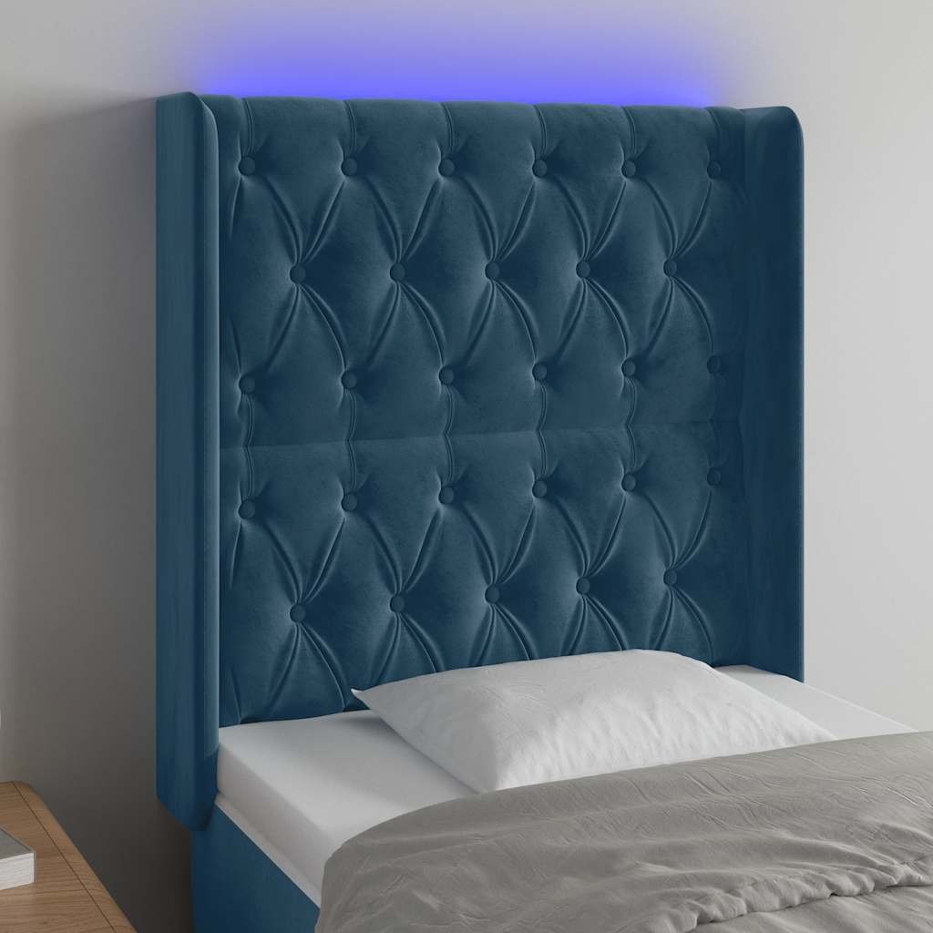 Hoofdbord LED 83x16x118/128 cm fluweel donkerblauw is nu te koop bij PeponiXL, paradijselijk wonen!