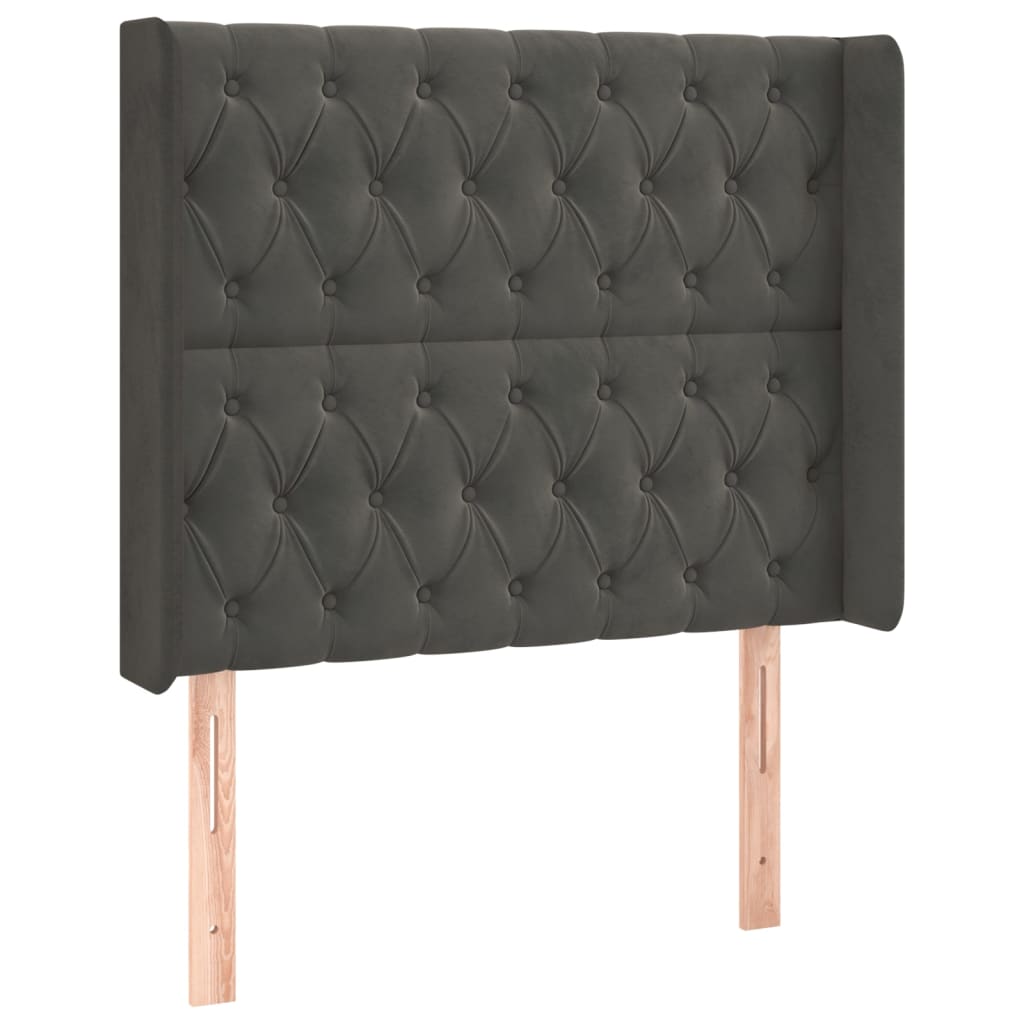 Hoofdbord LED 93x16x118/128 cm fluweel donkergrijs is nu te koop bij PeponiXL, paradijselijk wonen!
