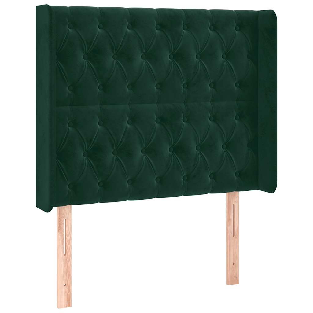 Hoofdbord LED 93x16x118/128 cm fluweel donkergroen is nu te koop bij PeponiXL, paradijselijk wonen!