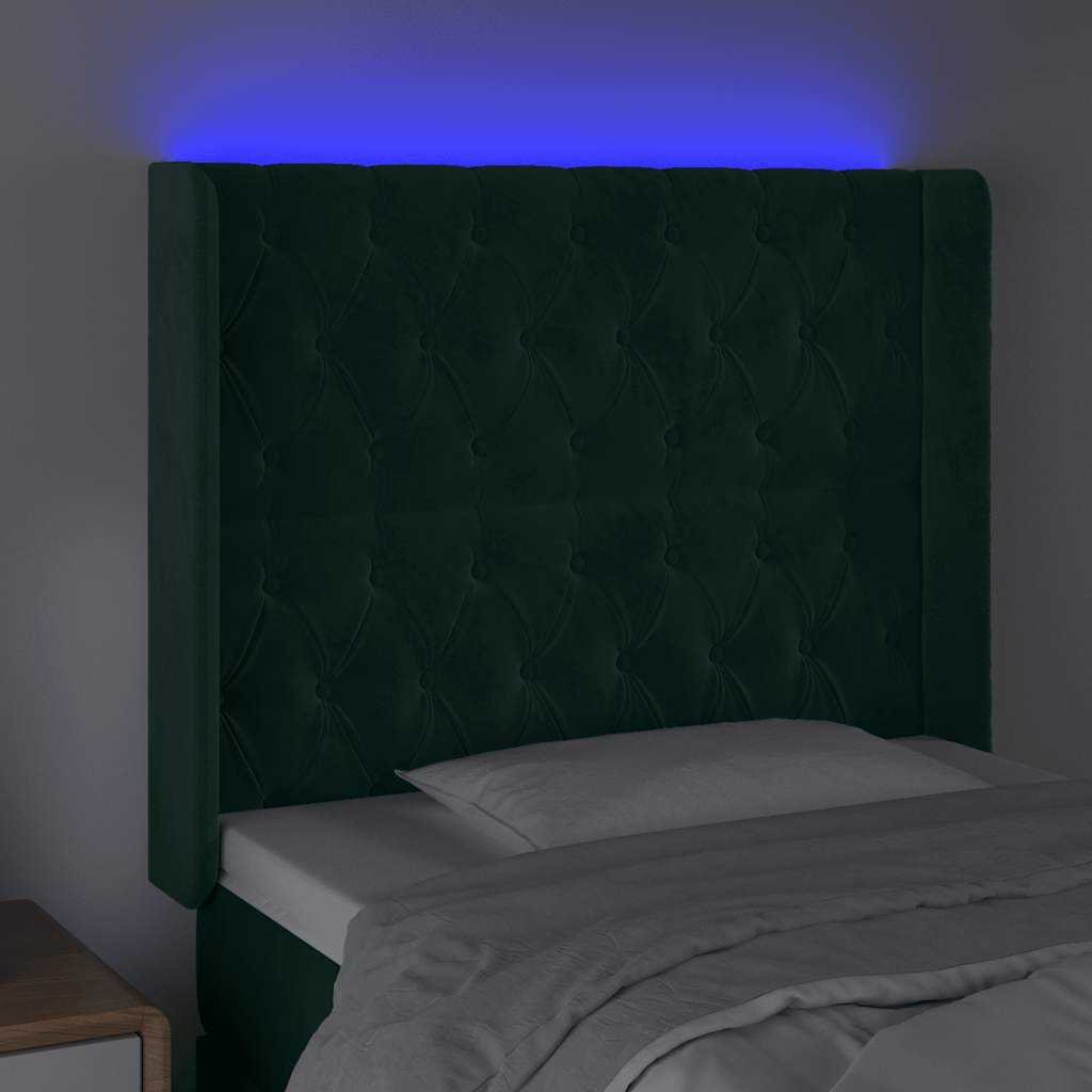 Hoofdbord LED 103x16x118/128 cm fluweel donkergroen is nu te koop bij PeponiXL, paradijselijk wonen!